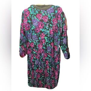 Vintage 80s S Roberts Floral Patterned Dress
